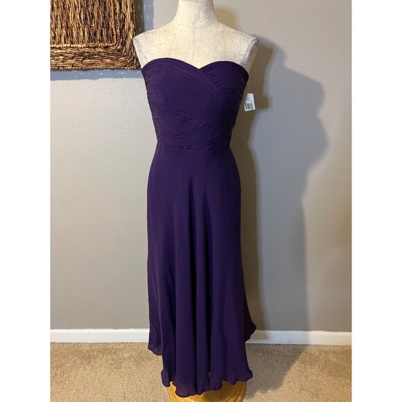 Ralph Lauren Dress 6 Purple Silk Flowy Midi NWT Date Wedding Party Cruise New - Picture 2 of 7